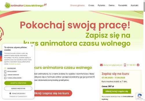 Kursy na i dla animatorów czasu wolnego ONLNE! Wygodnie i kompetentnie