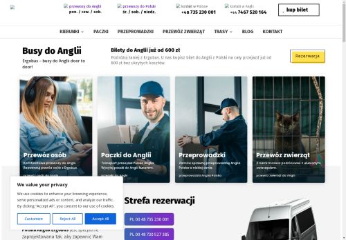 Ergobus paczki do Anglii door to door