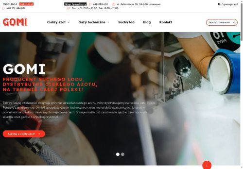 GOMI dystrybucja gazy techniczne oraz ciekły azot w całej Polsce